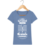 T-Shirt Femme Un grand cœur et des grands poumons - Bleu chiné