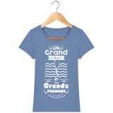 T-Shirt Femme Un grand cœur et des grands poumons - Bleu chiné