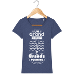 T-Shirt Femme Un grand cœur et des grands poumons - Bleu indigo chiné