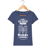 T-Shirt Femme Un grand cœur et des grands poumons - Bleu indigo chiné