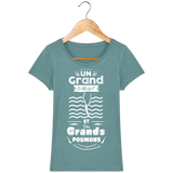 T-Shirt Femme Un grand cœur et des grands poumons - Vert eucalyptus chiné