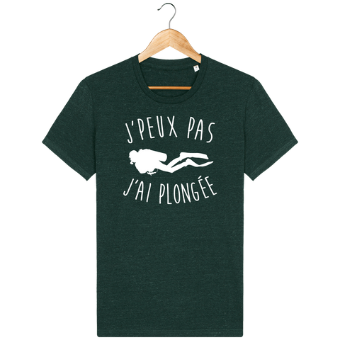 T-Shirt Homme J'peux pas j'ai plongée - Vert sapin chiné