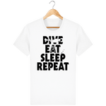 T-Shirt Homme Dive Eat Sleep Repeat - Blanc