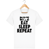 T-Shirt Homme Dive Eat Sleep Repeat - Blanc