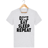 T-Shirt Homme Dive Eat Sleep Repeat - Gris clair chiné