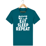 T-Shirt Homme Dive Eat Sleep Repeat - Bleu canard