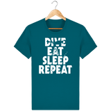 T-Shirt Homme Dive Eat Sleep Repeat - Bleu canard