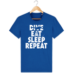 T-Shirt Homme Dive Eat Sleep Repeat - Bleu roi chiné