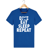 T-Shirt Homme Dive Eat Sleep Repeat - Bleu roi chiné