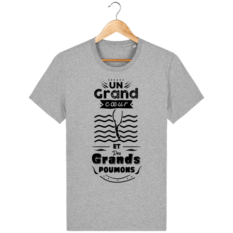 T-Shirt Homme Un Grand Coeur et des Grands Poumons - Gris chiné