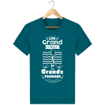 T-Shirt Homme Un Grand Coeur et des Grands Poumons - Bleu canard