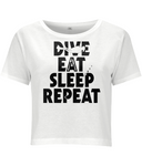 Crop top Femme Dive Eat Sleep Repeat - Blanc