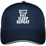 Casquette Dive Eat Sleep Repeat - Bleu marine liseré beige