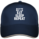 Casquette Dive Eat Sleep Repeat - Bleu marine liseré beige