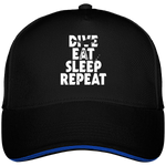 Casquette Dive Eat Sleep Repeat - Noir liseré bleu