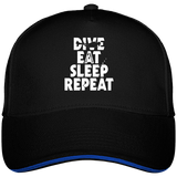 Casquette Dive Eat Sleep Repeat - Noir liseré bleu