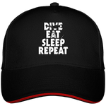 Casquette Dive Eat Sleep Repeat - Noir liseré rouge