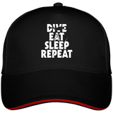 Casquette Dive Eat Sleep Repeat - Noir liseré rouge