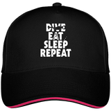 Casquette Dive Eat Sleep Repeat - Noir liseré Fuchsia