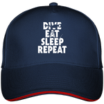 Casquette Dive Eat Sleep Repeat - Bleu marine liseré rouge