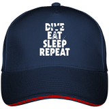 Casquette Dive Eat Sleep Repeat - Bleu marine liseré rouge