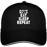 Casquette Dive Eat Sleep Repeat - Noir liseré gris clair