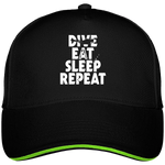 Casquette Dive Eat Sleep Repeat - Noir liseré vert