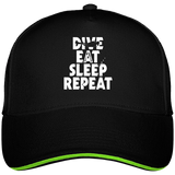 Casquette Dive Eat Sleep Repeat - Noir liseré vert