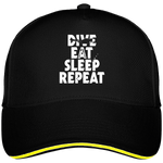 Casquette Dive Eat Sleep Repeat - Noir liseré jaune