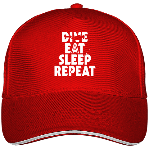 Casquette Dive Eat Sleep Repeat - Rouge