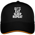 Casquette Dive Eat Sleep Repeat - Noir liseré orange