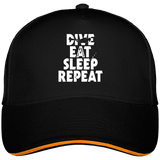 Casquette Dive Eat Sleep Repeat - Noir liseré orange