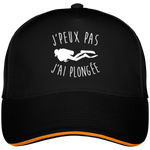 Casquette J'peux pas j'ai plongée - Noir liseré orange