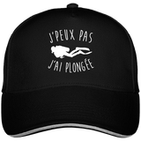 Casquette J'peux pas j'ai plongée - Noir liseré gris clair