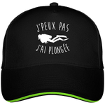 Casquette J'peux pas j'ai plongée - Noir liseré vert