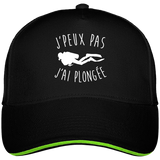 Casquette J'peux pas j'ai plongée - Noir liseré vert