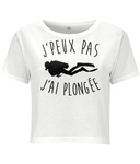 Crop top Femme J'peux pas j'ai plongée - Blanc